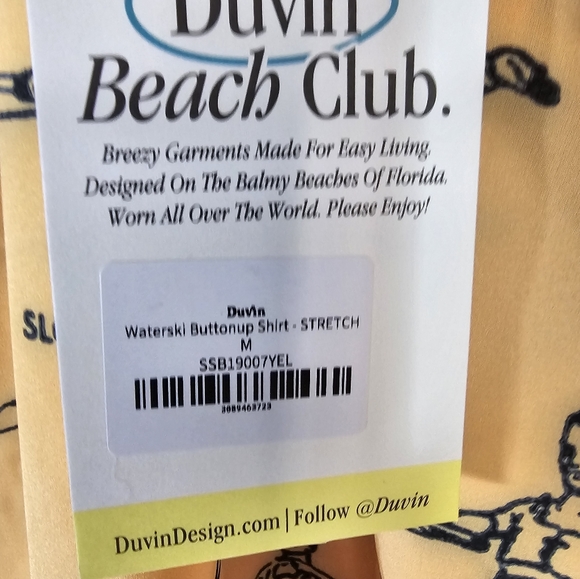 DUVIN Mens Beach Club MEDIUM Waterski Button Up Stretch Cocktail Shirt - NWT - Picture 4 of 6